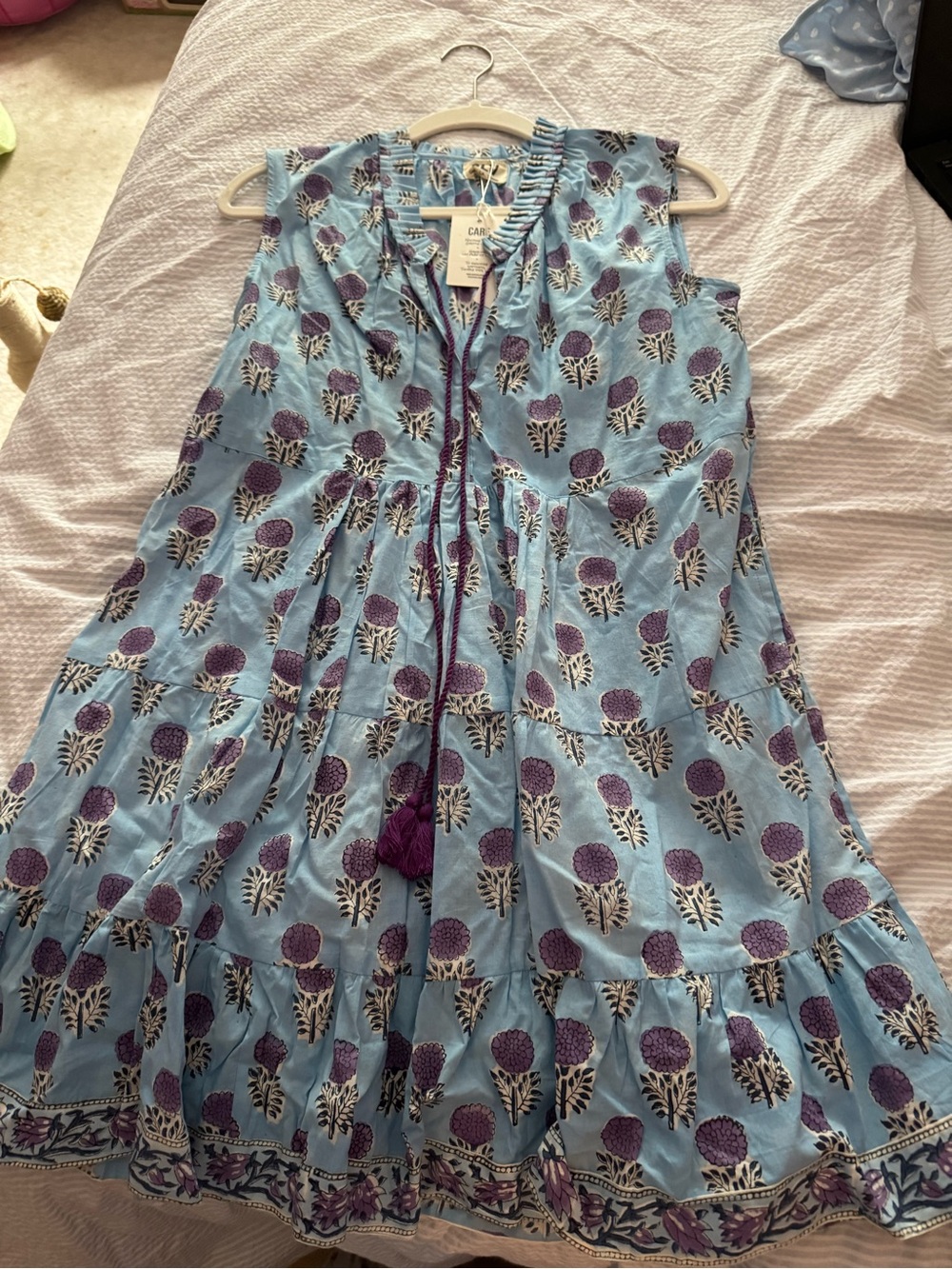SLV Caribbean Blue Floral Tie-Front Mini Dress - Light Blue & Purple